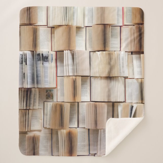 Book wall books wall decorative sherpa blanket (Front)