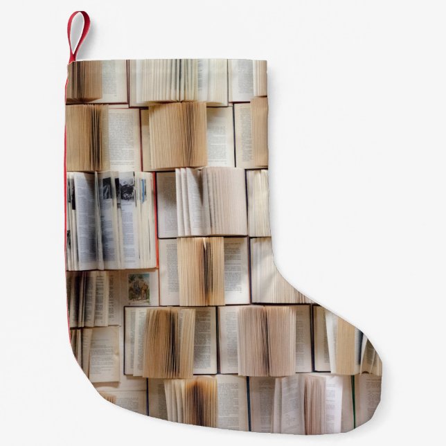 Book wall books wall decorative small christmas stocking (Front)
