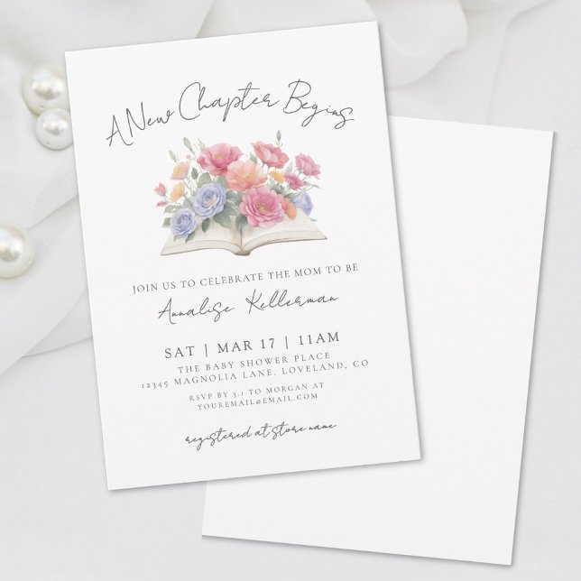 Book Watercolor Floral Baby Shower Invitation (Book Watercolor Floral Baby Shower Invitation)