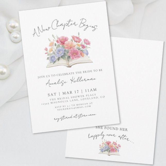Book Watercolor Floral Bridal Shower Invitation (Book Watercolor Floral Bridal Shower Invitation)