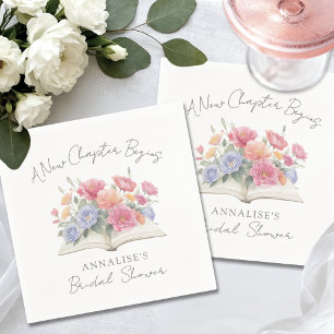 Book Watercolor Floral Bridal Shower Napkin