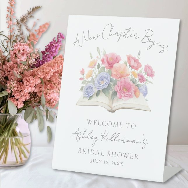 Book Watercolor Floral Bridal Shower Welcome Sign (Book Watercolor Floral Bridal Shower Welcome Sign )