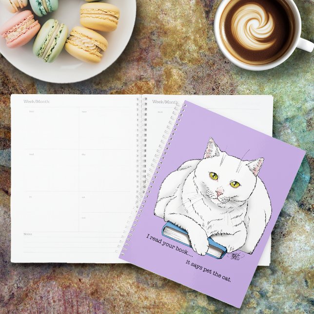 Book White Cat Purple Funny Planner (Creator Uploaded)