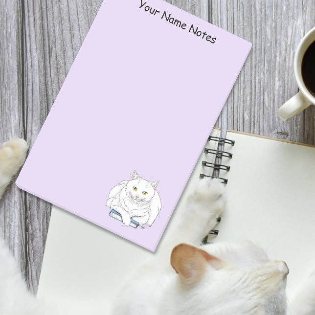 Book White Cat Purple Funny Post-it Notes (Creator Uploaded)