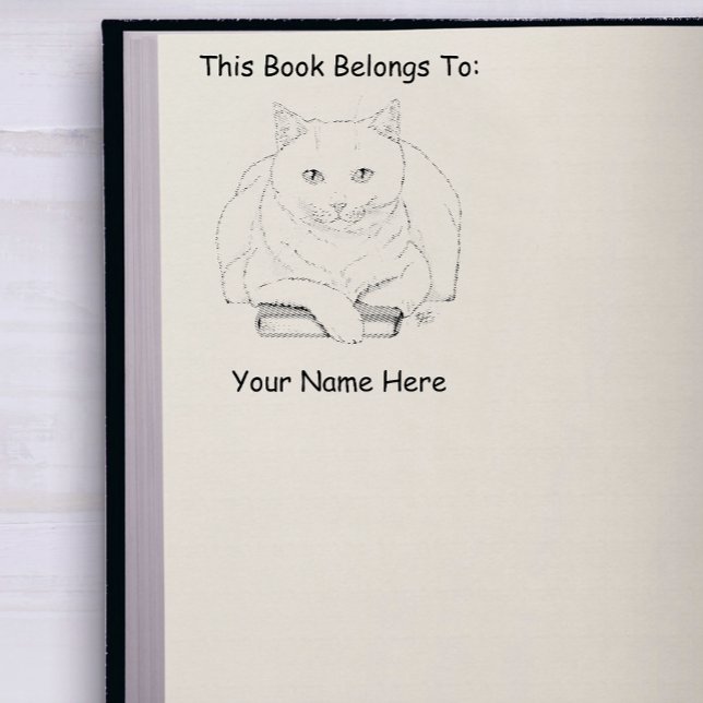 Book White Cat Purple Funny Rubber Stamp (Creator Uploaded)