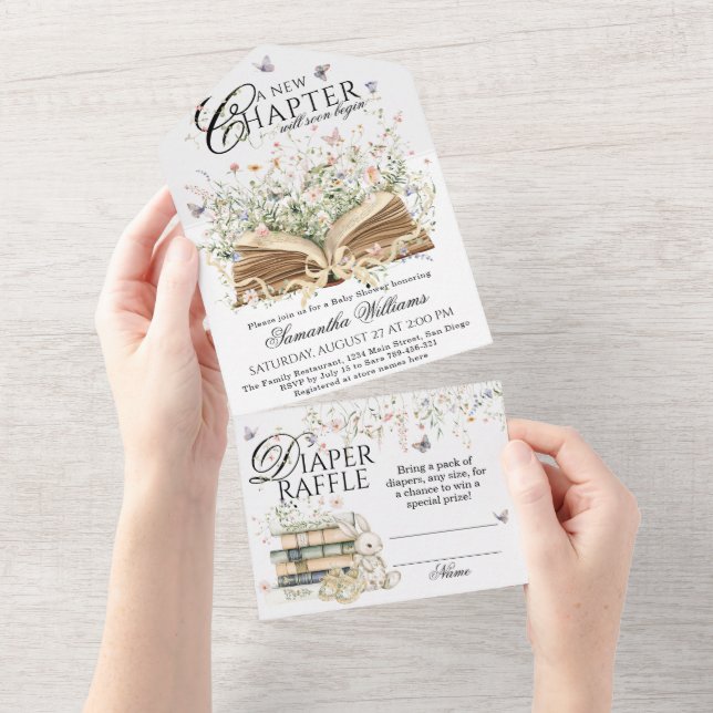 Book Wildflower A New Chapter Begin Baby Shower All In One Invitation (Tearaway)
