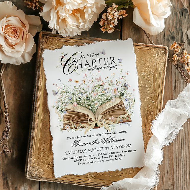 Book Wildflower A New Chapter Begin Baby Shower Invitation (Creator Uploaded)