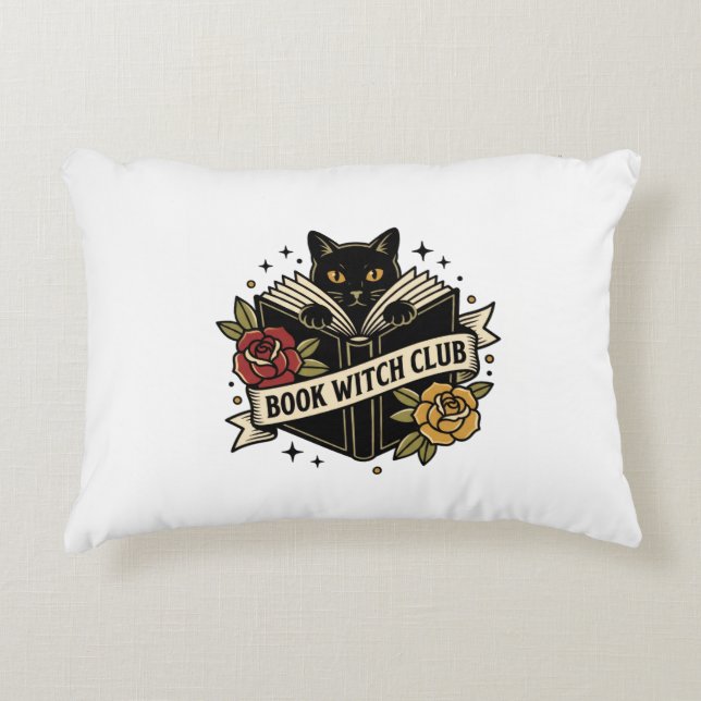 Book Witch Club Cat Logo Decorative Cushion (Front)