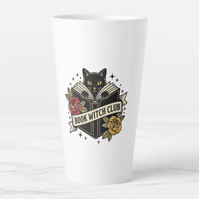 Book Witch Club Cat Logo Latte Mug (Front)