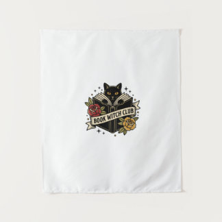 Book Witch Club Cat Logo Tapestry