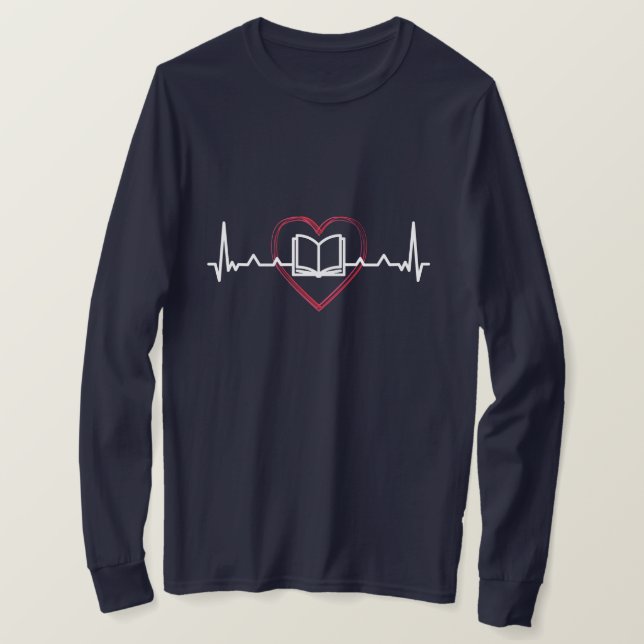 BOOK WITH HEARBEAT LINE T-Shirt (Design Front)