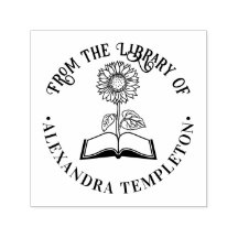 Book with Sunflower “From the library of” Round