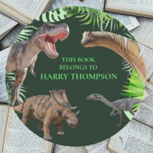 BOOK World Dinosaurs jungle  Classic Round Sticker