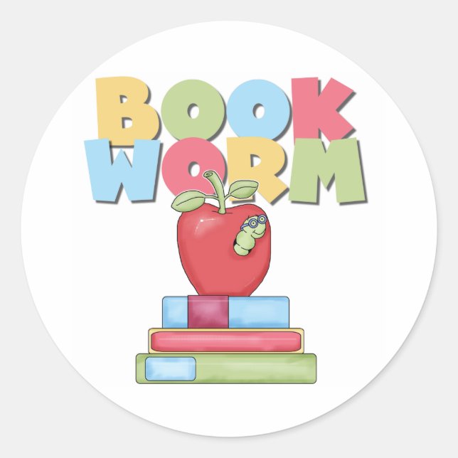 Book Worm Classic Round Sticker (Front)