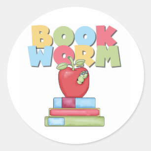 Book Worm Classic Round Sticker