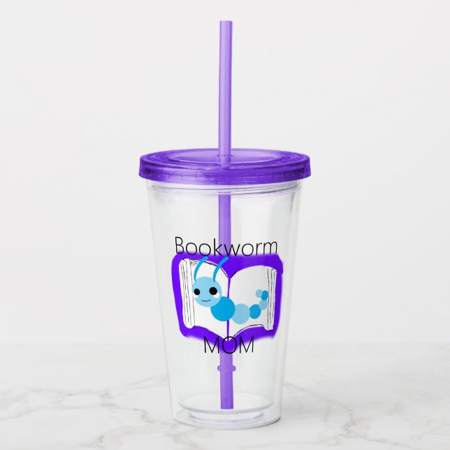 Book Worm Mum Acrylic Tumbler (Front)