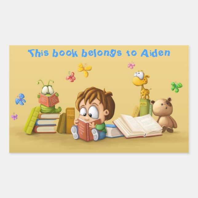 Book Worm Rectangular Sticker (Front)