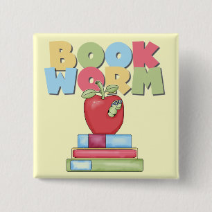 Book Worm Tshirts and Gifts 15 Cm Square Badge