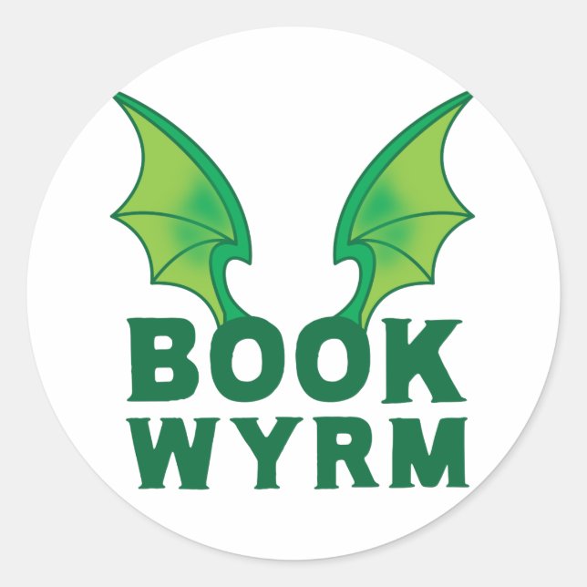 BOOK WYRM CLASSIC ROUND STICKER (Front)