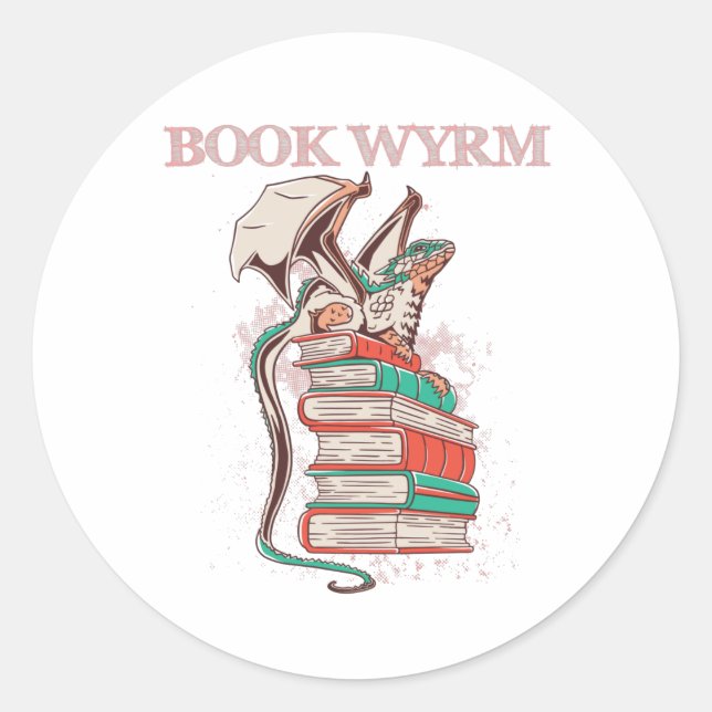 Book Wyrm Classic Round Sticker (Front)