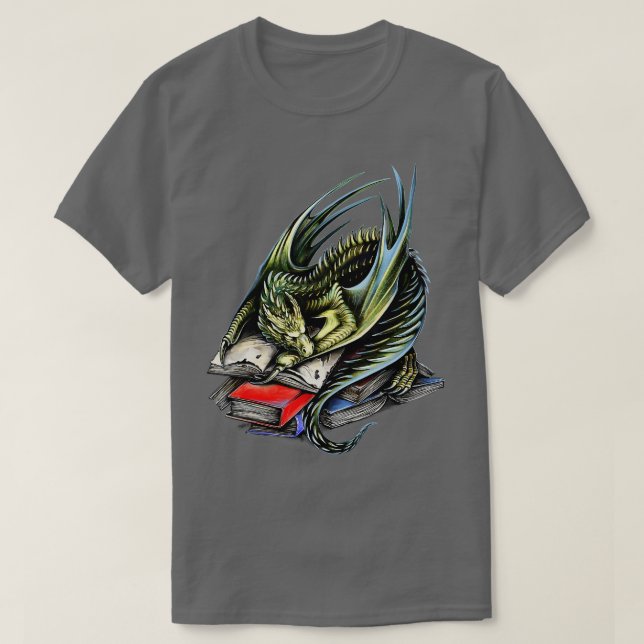 Book Wyrm   Magical Dragon Book Worm Reading Tee  (Design Front)
