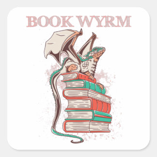 Book Wyrm Square Sticker