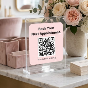 Book Your Next Appointment QR Code Pink Sticker 