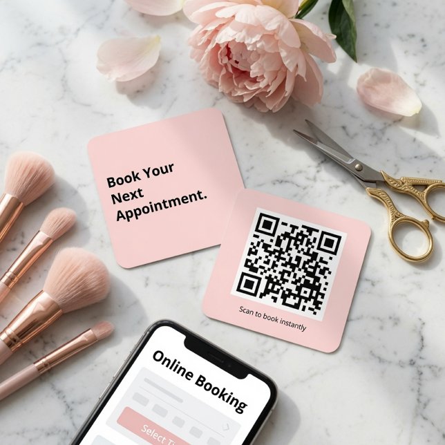 Book Your Next Appointment QR Code  Square Business Card (Creator Uploaded)