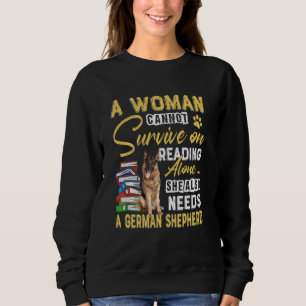 Bookaholic Lady Cute German Shepherd Mum Bookworm Sweatshirt