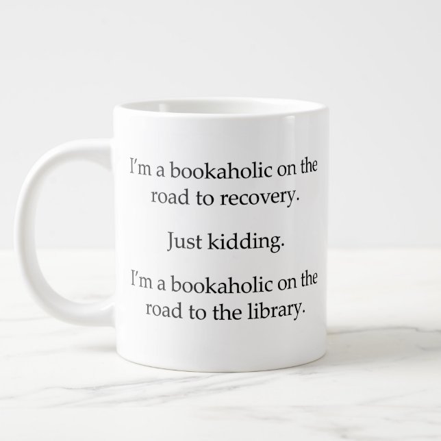 Bookaholic on the Road Large Coffee Mug (Left)
