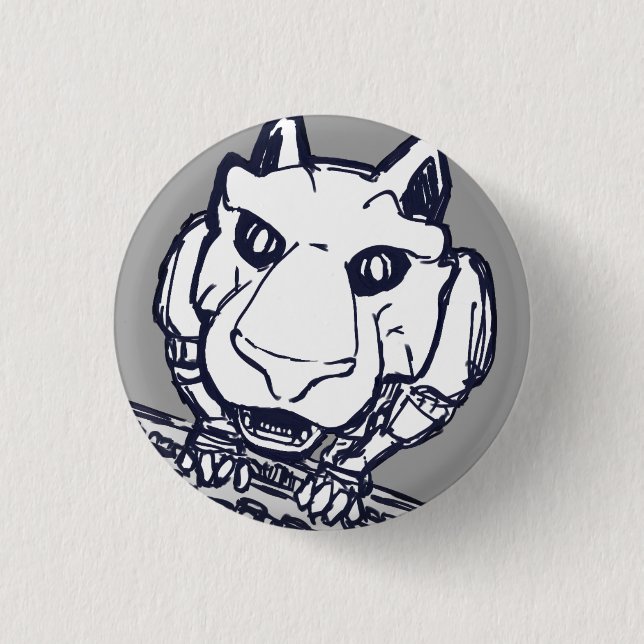 Bookcase robot cat button (Front)