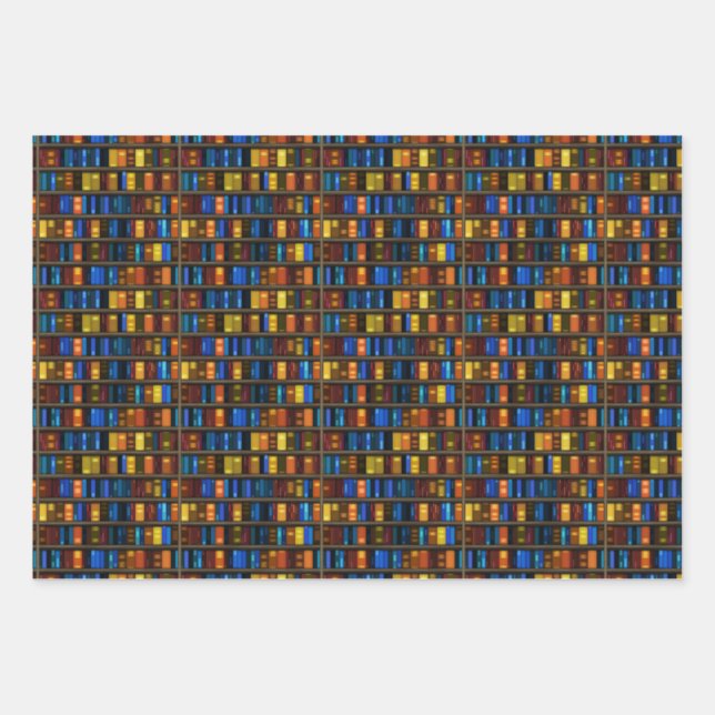 Bookcase Wrapping Paper Flat Sheet Set of 3 (Front)