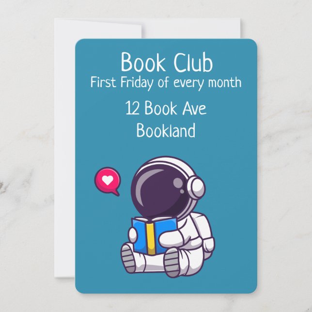 Bookclub astronaut group book session invitation (Front)