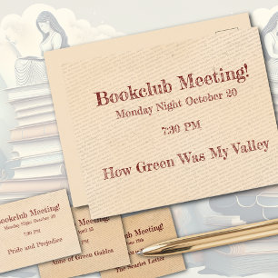 Bookclub Reminder  Postcard
