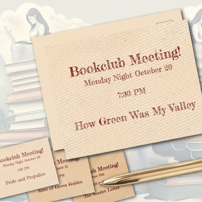 Bookclub Reminder  Postcard (Creator Uploaded)