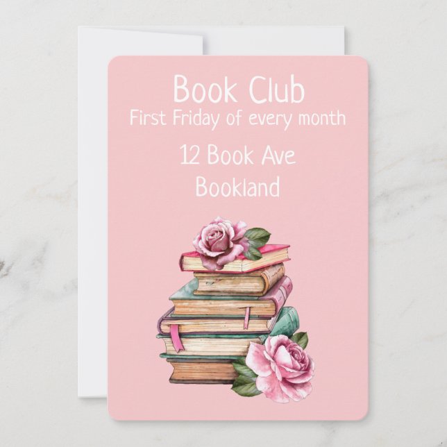 Bookclub romantic group book session invitation (Front)