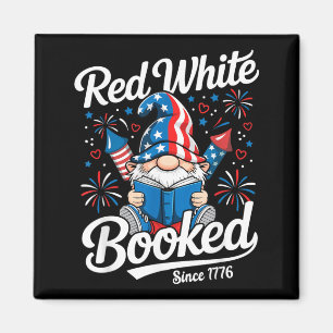 Booked American Patriotic Reader Red White Flag Magnet