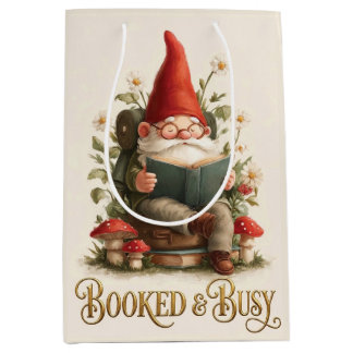 Booked and Busy Reading Gnome Medium Gift Bag