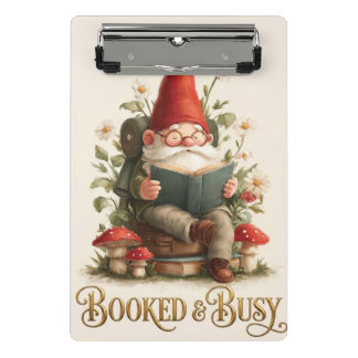 Booked and Busy Reading Gnome Mini Clipboard