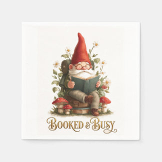 Booked and Busy Reading Gnome Napkin