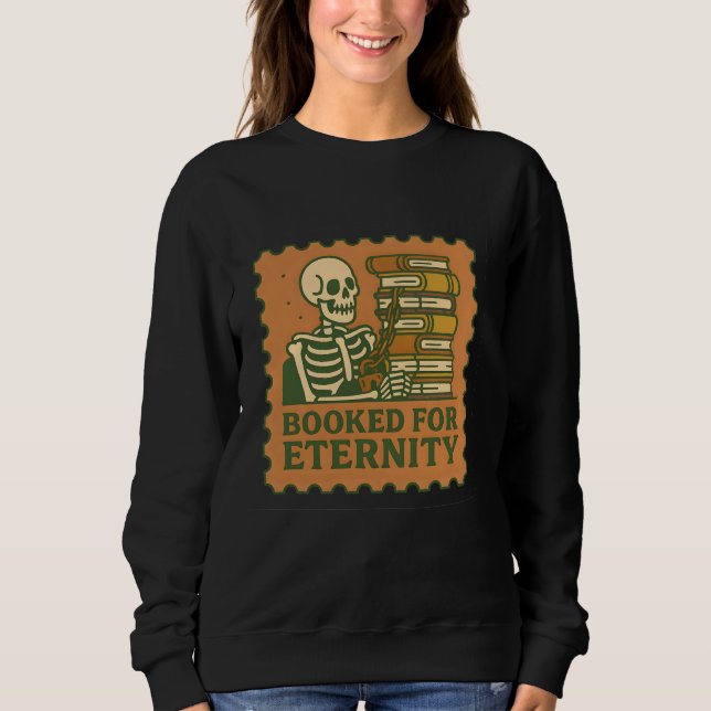 Booked for Eternity – Gothic Skeleton Reader Shirt (Front)