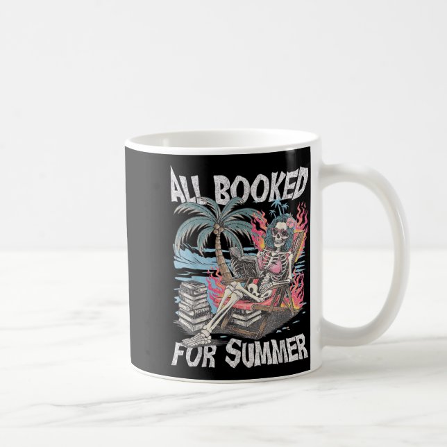 Booked for Summer Funny Skeleton Beach Reading Coffee Mug (Right)