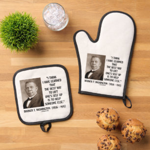Booker T. Washington Best Way Lift One's Self Up Oven Mitt & Pot Holder Set