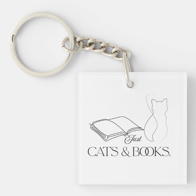 Bookful Cat Silhouette Reading Vibes Key Ring (Front)