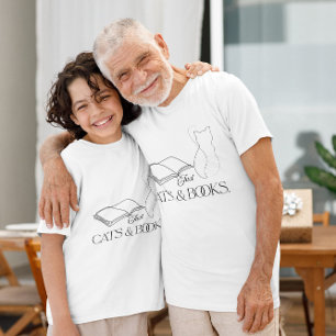 Bookful Cat Silhouette Reading Vibes T-Shirt