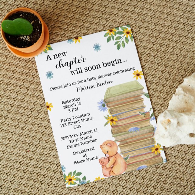 Bookish Bear Baby Shower Invitation (Creator Uploaded)
