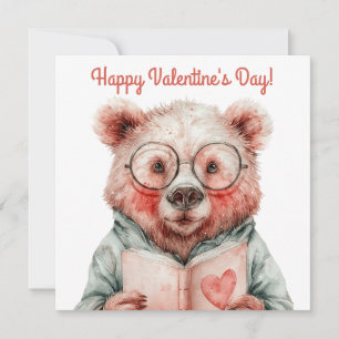 Bookish Bear Valentine`s Day Card
