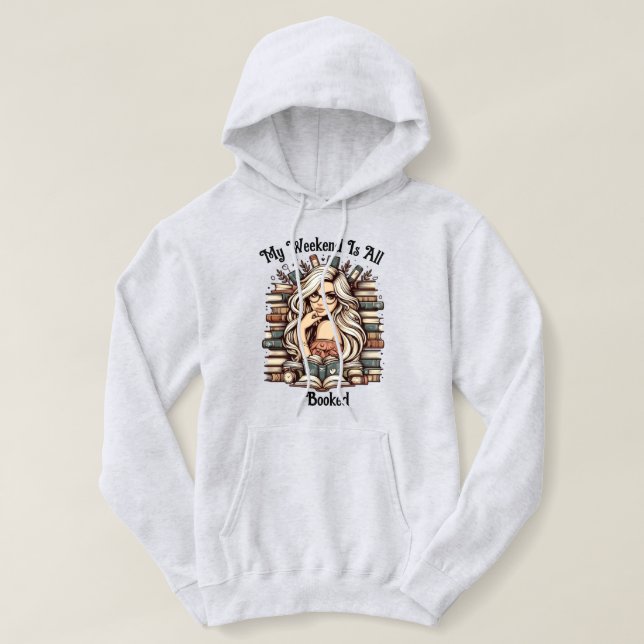 Bookish Bliss: Girl Amidst Books Hoodie (Design Front)