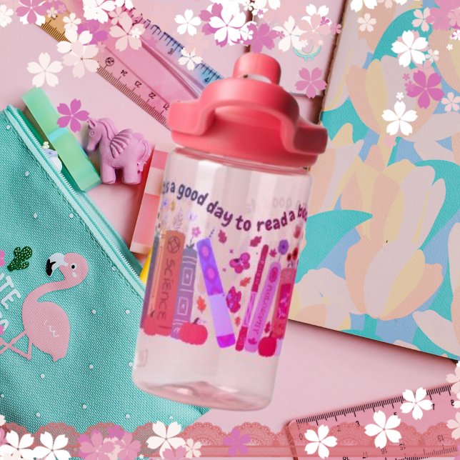 Bookish book Lovers, Pumpkin and Fall Leaves Girls Water Bottle (Bookish book Lovers Kids Grapefruit Water Bottle CamelBak Eddy "It's a Good Day To Read a Book", Pum)