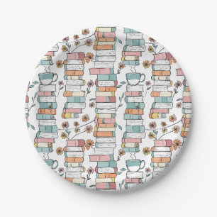 Bookish Books Pastel Pink Paper Plates